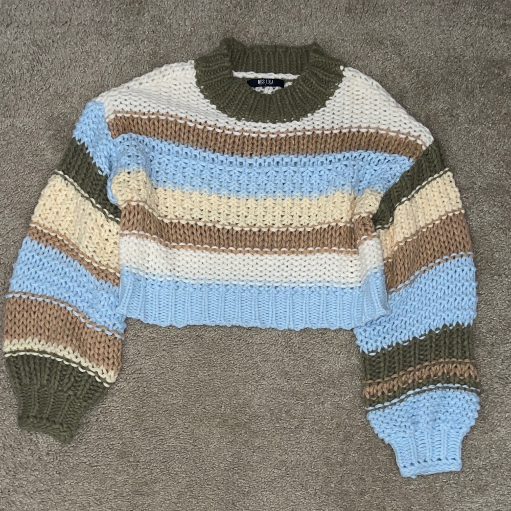 Miss Lola Multicolor Striped Knit Sweater